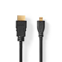 Nedis micro HDMI - HDMI kábel (micro HDMI dugó / HDMI dugó, 4K@30Hz, 10,2 Gbps, 1,5 m, fekete)