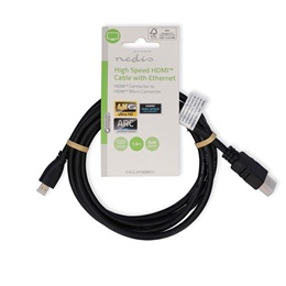 Nedis micro HDMI - HDMI kábel (micro HDMI dugó / HDMI dugó, 4K@30Hz, 10,2 Gbps, 1,5 m, fekete)