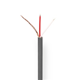 Nedis mikrofon kábel (2 x 0,12 mm2, réz, 100 m, sötétszürke)