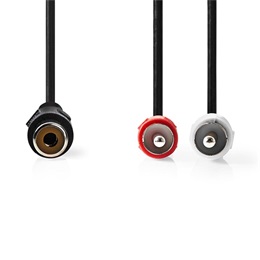 Nedis sztereó audio kábel (1x RCA aljzat, 2x RCA dugó, 0,20 m)