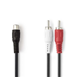Nedis sztereó audio kábel (1x RCA aljzat, 2x RCA dugó, 0,20 m)