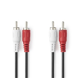 Nedis sztereó audio kábel (2 x RCA dugó / 2 x RCA dugó, 3 m)
