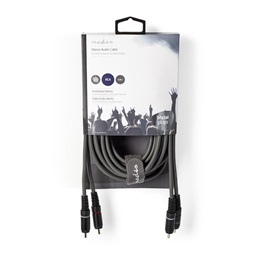 Nedis sztereó audio kábel (2x RCA dugó / 2x RCA dugó, 5 m, nikkelezett, rugalmas)