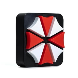 Numskull Resident Evil Umbrella Corp 3D lámpa (hivatalos Capcom, USB-C kábel, 3×AA lehetőség, asztalra/falra, 199×199×55