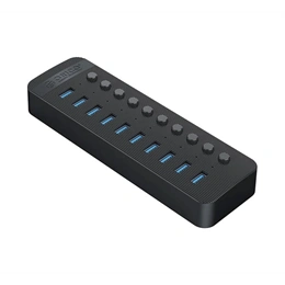 Orico CT2U3-10AB Type-C hub 10in1 (elosztó, 10 USB aljzat, 4A, 100cm, fekete)