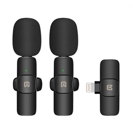 PULUZ bluetooth mikrofon 2db (lightning, lavalier csíptethető, zajszűrő, töltőtok, fekete)