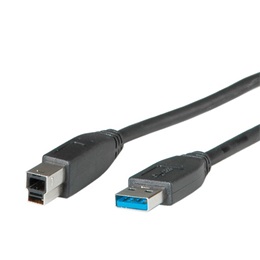 ROLINE USB 3.0 A-B összekötő kábel (USB-A dugó / USB-B dugó, 1,8 m, fekete)