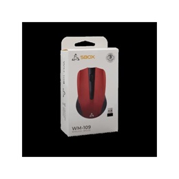 SBOX WM-109R vezeték nélküli egér (1000 DPI, 3 gomb, optikai, 2,4 GHz USB, piros)