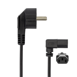SBOX tápkábel (Schuko E/F / IEC C13, 2 m, fekete, 90°)