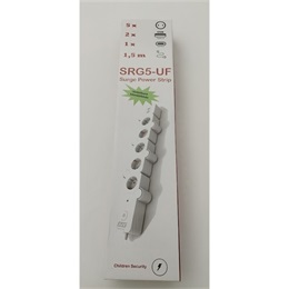 SPS GRBKSCU05C túlfeszültségvédő elosztó (5 DIN, 2 USB, 1 USB-C, 1,5 m)
