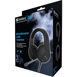 Sandberg BossBlaster mikrofonos fejhallgató USB (50 mm, 2 m kábel, USB-A csatlakozó, elektret kondenzátor mikrofon, omni
