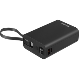 Sandberg Connect 20000 külső akkumulátor (20 000 mAh, 77Wh, PD 20W, USB-C és USB-A kimenetek, LCD kijelző, USB-C kábel 1