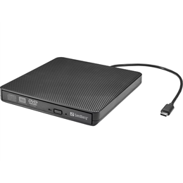 Sandberg Külső DVD-író (USB-C/USB-A, 30 cm kábel, CD 24x, DVD 24x, DVD írás 8x, DVD±R DL 6x, LED)
