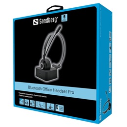 Sandberg Office Headset Pro bluetooth fejhallgató sztereo (v5.0, mikrofon, vezeték nélküli, 15 óra üzemidő, fekete)