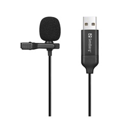 Sandberg Streamer USB clip mikrofon (USB, omnidirekcionális, 3 m kábel, 48 kHz/16 bit, fekete, vezetékes)