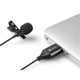 Sandberg Streamer USB clip mikrofon (USB, omnidirekcionális, 3 m kábel, 48 kHz/16 bit, fekete, vezetékes)