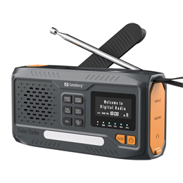 Sandberg Survivor All-in-1 rádió bluetooth (v5.0, 4500mah belső akku, 3w hangszóró, DAB+/FM, napelemes, kézi dinamó)