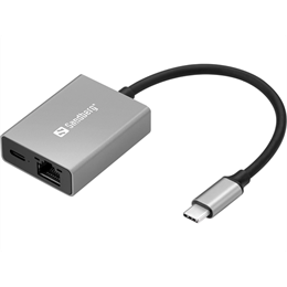 Sandberg USB-C Gigabit hálózati adapter PD100W (1000 Mbps, RJ45, PD 100W, alumínium ház, RTL8153B)