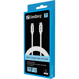 Sandberg USB-C kábel (C dugó / C dugó, USB 3.1 Gen1, 1 m, 65W)