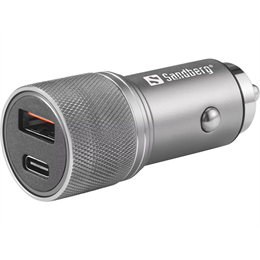 Sandberg autós töltő 48W (USB-C PD 30W, USB-A QC3.0 18W, 12-24V bemenet, alumínium ház)
