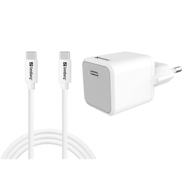 Sandberg hálózati töltő USB-C 20W (USB-C PD 5V/3A, 9V/2.22A, 12V/1.67A, kábel USB-C-USB-C 1m)