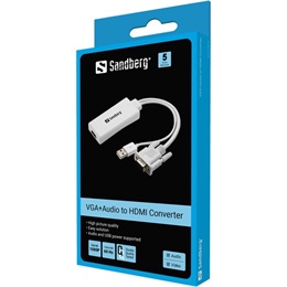 Sandberg kijelző konverter (VGA+audio -> HDMI, HDMI 1.4, HDCP, 1080p)