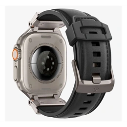 Spigen DuraPro Armor PU pótszíj (egyedi méret, nagy, bőrhatású, állítható, fém csat, fekete)