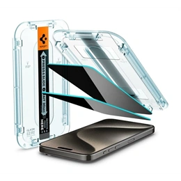 Spigen EZ Fit képernyővédő üveg (2 db, 2.5D, betekintés védelem, 0,2 mm, 9H, segédkeret, átlátszó)