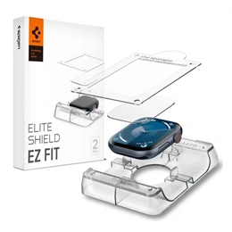 Spigen Elite Shield EZ Fit kijelzővédő fólia (PET, full screen, 2db, prémium minőség, segédkeret, átlátszó)