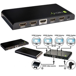 Techly IDATA HDMI-4K4 HDMI elosztó (1 bemenet, 4 kimenet, 4K Ultra HD, 30m, fekete)