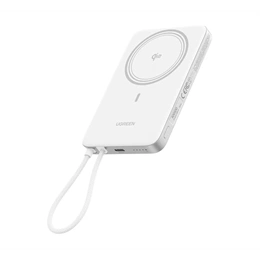 UGREEN PB570 vésztöltő Type-C aljzat (10000mAh, 30W, PD gyorstöltő 3.0, Qi2, mágneses, fix Type-C kábel, fehér)