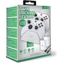 Venom Xbox Series S/X, One dupla töltőállomás (2 db 850 mAh akkumulátor, USB táp, 2 m kábel, további USB kimenet, fehér)