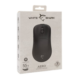 White Shark AERO-B WGM-5015B vezeték nélküli gamer egér (6 gombos, 10.000 DPI, optikai, fekete)