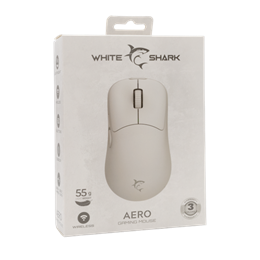White Shark AERO-W WGM-5015W vezeték nélküli gamer egér (fehér, 5.000/10.000 DPI, 6 gomb, Pixart 3325, RGB, 2.4GHz, USB