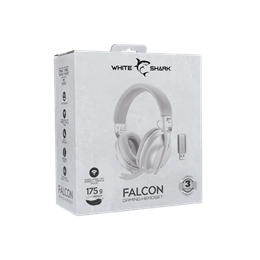 White Shark Falcon-W GH-2441W vezeték nélküli gamer fejhallgató sztereo (mikrofon, 40 mm, 3,5 mm jack, USB-C töltés, feh