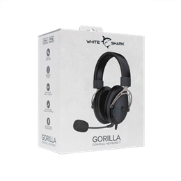 White Shark Gorilla GH-2341 gamer fejhallgató (3,5 mm jack, levehető mikrofon, 53 mm driver, vezetékes, fekete-ezüst)