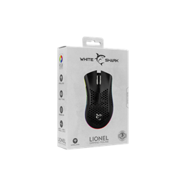 White Shark LIONEL-B gamer egér (vezeték nélküli, optikai, 10000 DPI, 6 gomb, fekete)