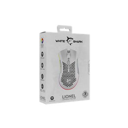 White Shark LIONEL-W WGM-5012W vezeték nélküli gamer egér (optikai, 10000 DPI, 6 gomb, RGB, fehér)