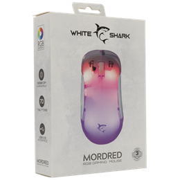White Shark Mordred-W gamer egér (vezetékes, optikai, 7 gomb, 12000 DPI, USB 2.0, RGB, fehér)