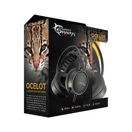 White Shark Ocelot gamer fejhallgató (vezetékes, mikrofon, 50 mm hangszóró, 2,2 m kábel, LED, fekete)