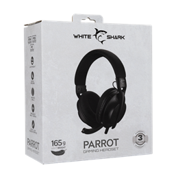 White Shark Parrot-B GH-2440B gamer fejhallgató (vezetékes, mikrofon, sztereó, 40 mm hangszóró, 3,5 mm Jack, fekete)