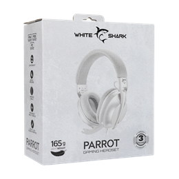 White Shark Parrot GH-2440W/G mikrofonos gamer fejhallgató (vezetékes, sztereó, 3,5 mm jack, 1,8 m kábel, 40 mm hangszór