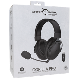 White Shark WGH-2443B Gorilla Pro vezeték nélküli gamer fejhallgató (Bluetooth, mikrofon, 53 mm, 3,5 mm jack, fekete)