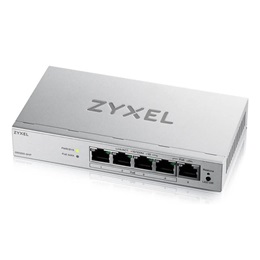 ZYXEL GS1200-5HPV3 switch (5-port Gigabit, 4x PoE+, PoE 60W, fémházas, asztali, webes menedzselés, ventilátormentes)
