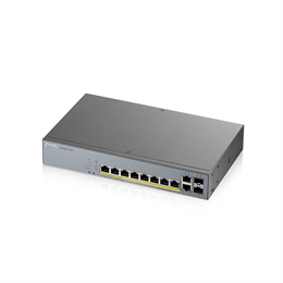 Zyxel GS1350-12HP switch (10x1Gbps, 8x PoE, 2x SFP, menedzselhető, rackes, 130W)