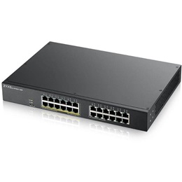 Zyxel GS1900-24EP 24-portos Gigabit switch (12x PoE, fém ház, menedzselhető, rackbe szerelhető)