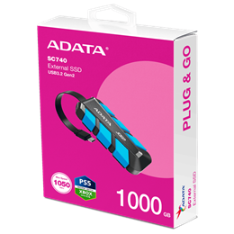 1 TB ADATA SC740 SSD (külső, USB 3.2, Type-C, kék)