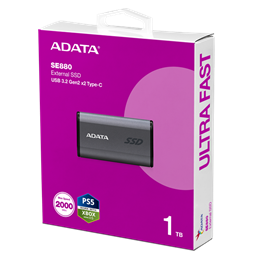 1 TB ADATA SE880 Elite külső SSD (USB 3.2, Type-C, szürke)