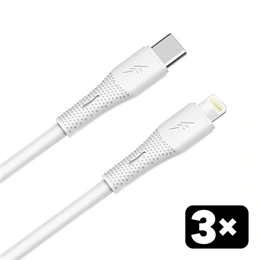 AVAX 3 db USB-C - Lightning töltő- és adatkábel 1,5 m (fehér, 27W, puha szilikon)