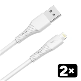 AVAX CB4302 kábelcsomag (2x USB-A–Lightning, 1,5 m, 18W, puha szilikon, fehér)